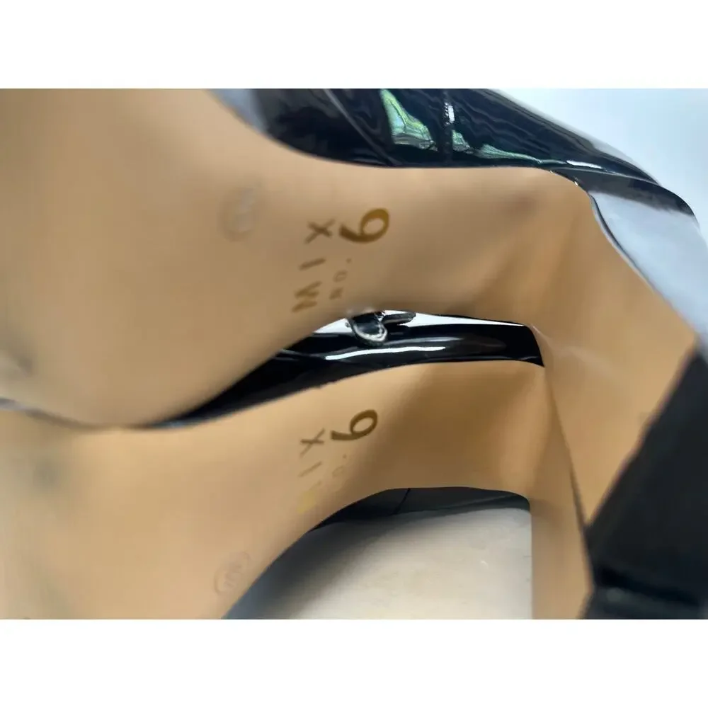 Mix No. 6 Black Patent Mary Jane Platform Heels Size 6 Chunky Block Heel Pumps